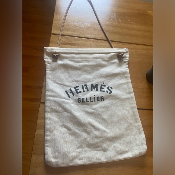 HERMES SELLIER vintage 1970s feed bag canvas purse - Picture 12 of 15